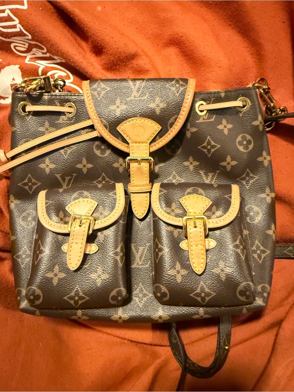 Louis Vuitton Brown Monogram Canvas Backpack with Tan Trim
